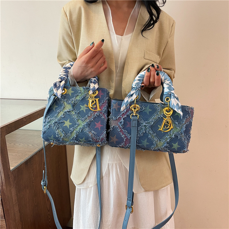 Craft Embellishment Storage - Y2K 여성용 새 데님 스타 핸드백