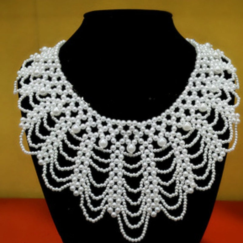 Beaded Trim Fringe - 새로운 진주 비즈 레이스 트림 칼라