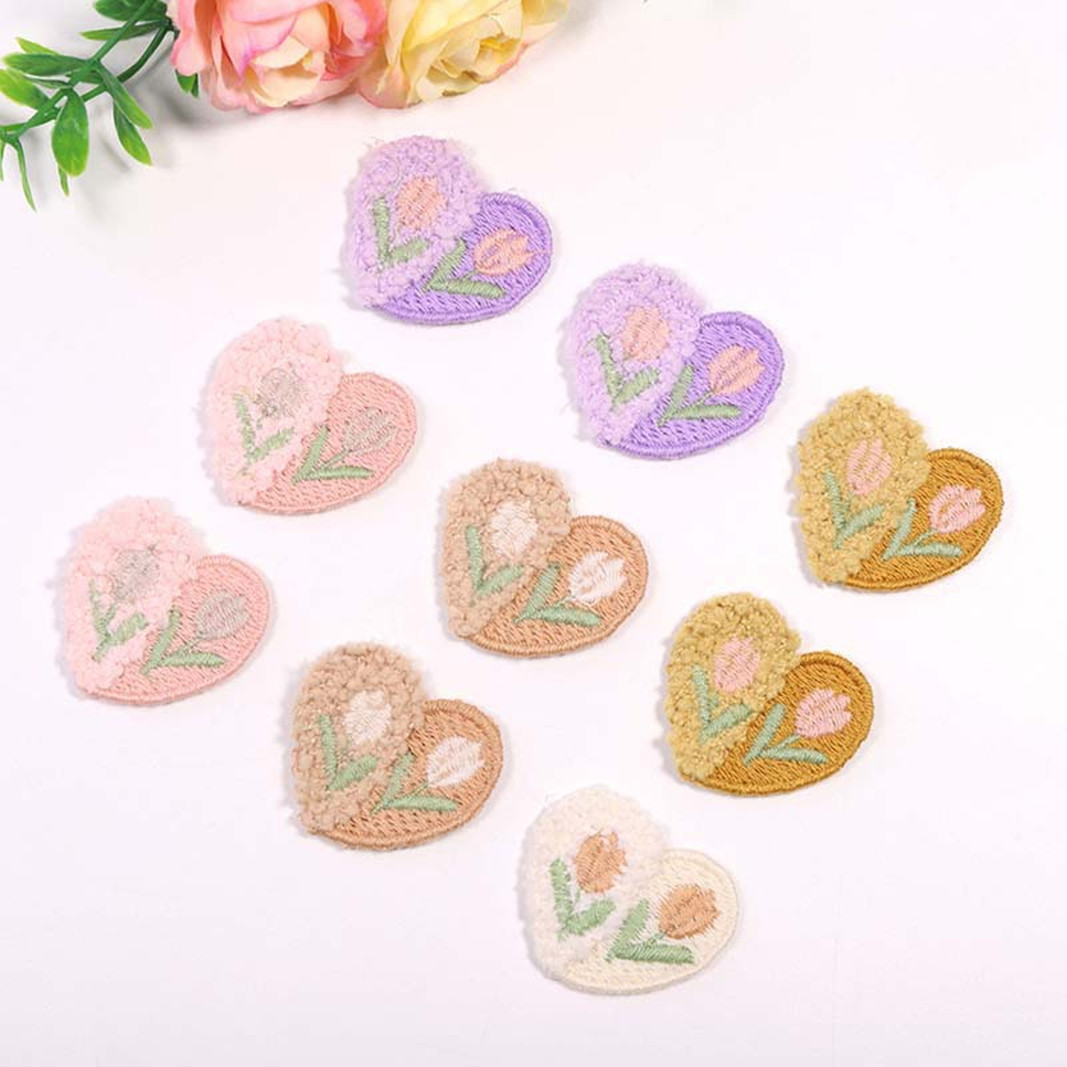 Applique Patch Flower - 양모 봉제 사랑 꽃 아플리케, DIY