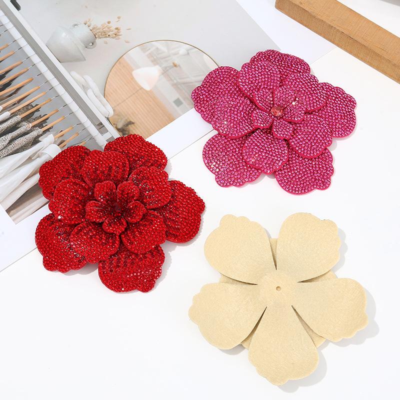 Craft Embellishments - 1개입 3D 카멜리아 라인스톤 꽃 패치