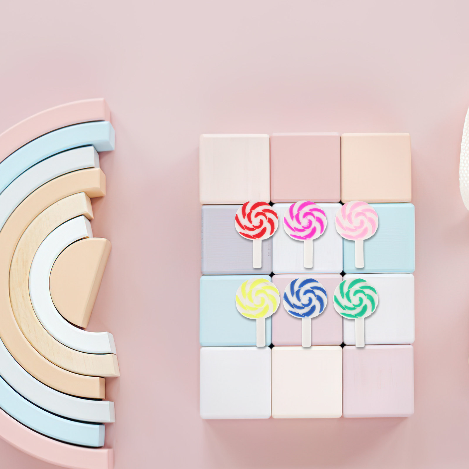 Craft Embellishments - 36Pcs 활기찬 무지개 롤리팝 공예 장식품