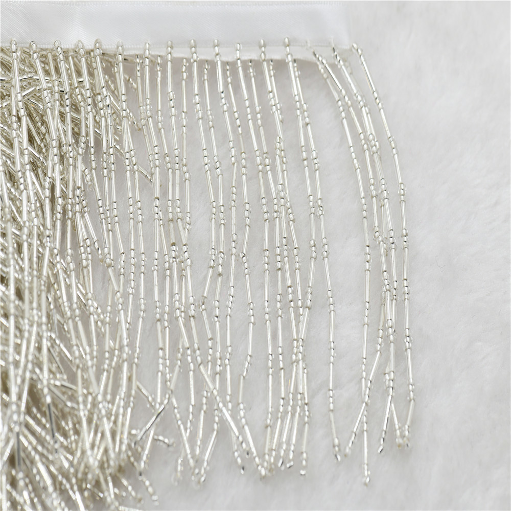 Beaded Trim Fringe - 1야드 10cm 폭의 유리 비즈 프린지,