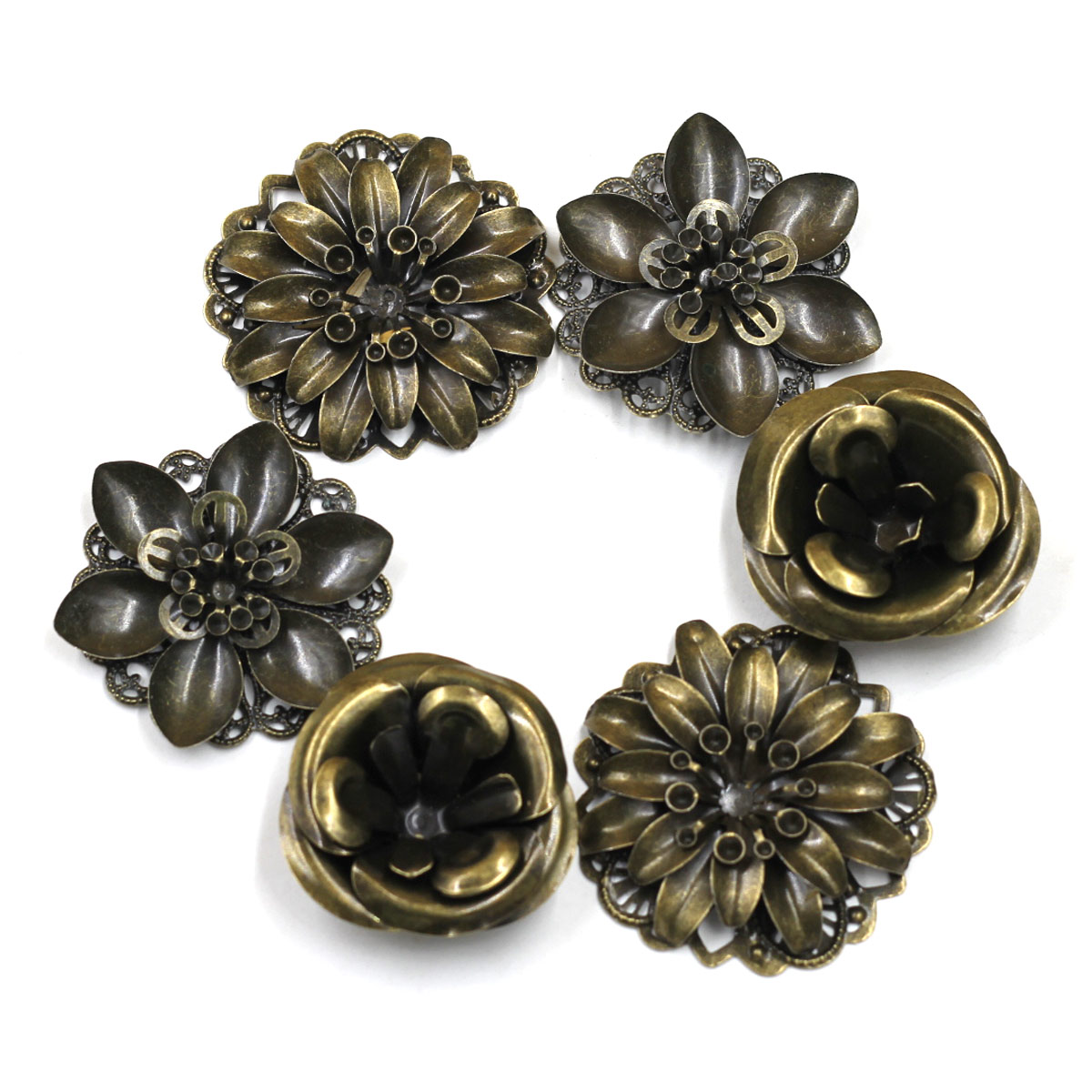 Craft Embellishments - 6Pcs Embellishments 조합 꽃 패턴 선조