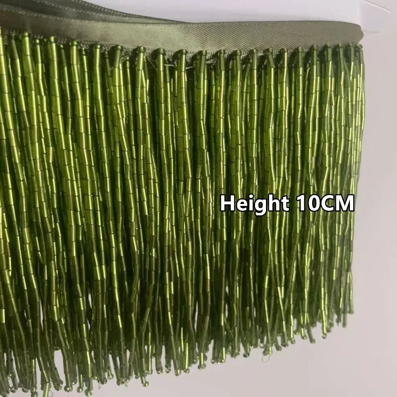 Beaded Trim Fringe - 10CM 실버 레드 비즈 튜브 태슬