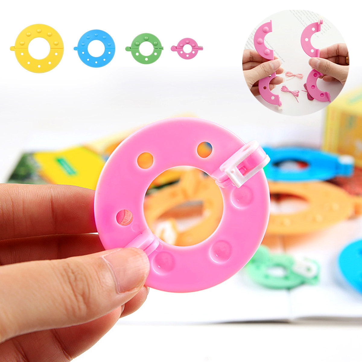 Pom Pom Maker Tool - 8개의 폼폼 메이커, 4가지 크기, 필수