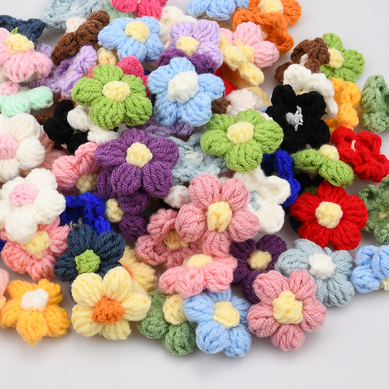 수제 크로셰 5잎 꽃 아플리케, 니트 데이지 꽃 패치, - Craft Embellishments 리뷰 및 가격