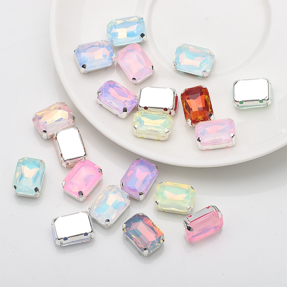 10개 10x14mm 라인스톤 직사각형 슬리버 클로 세 - Sew On Rhinestone 리뷰 및 가격