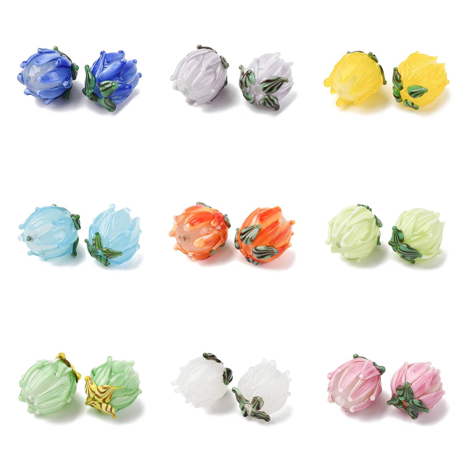 20pcs 수제 램프워크 튤립 비즈 DIY 팔찌 목걸이 - Embellishment Crafts 리뷰 및 가격