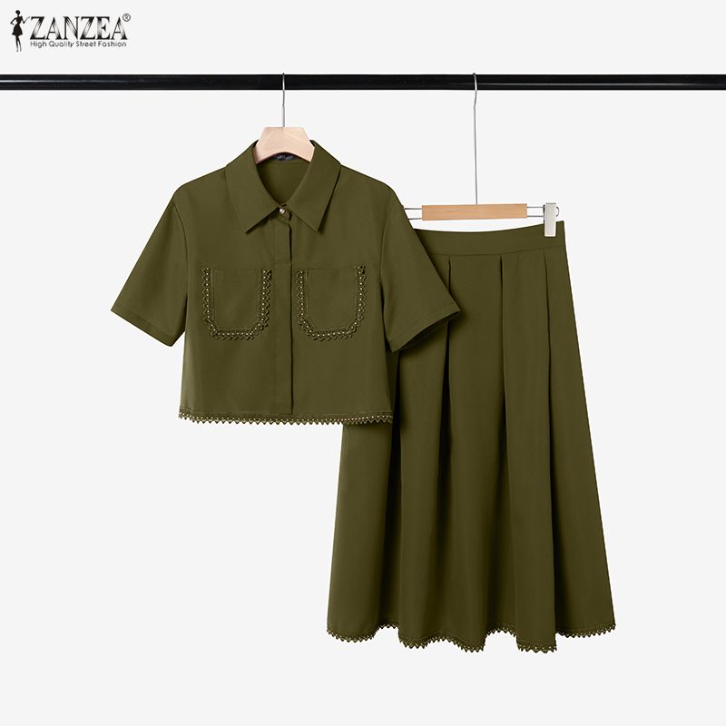 ZANZEA 여성용 우아한 레이스 트림 스커트 슈트 캐 - Elastic Lace Trim 리뷰 및 가격
