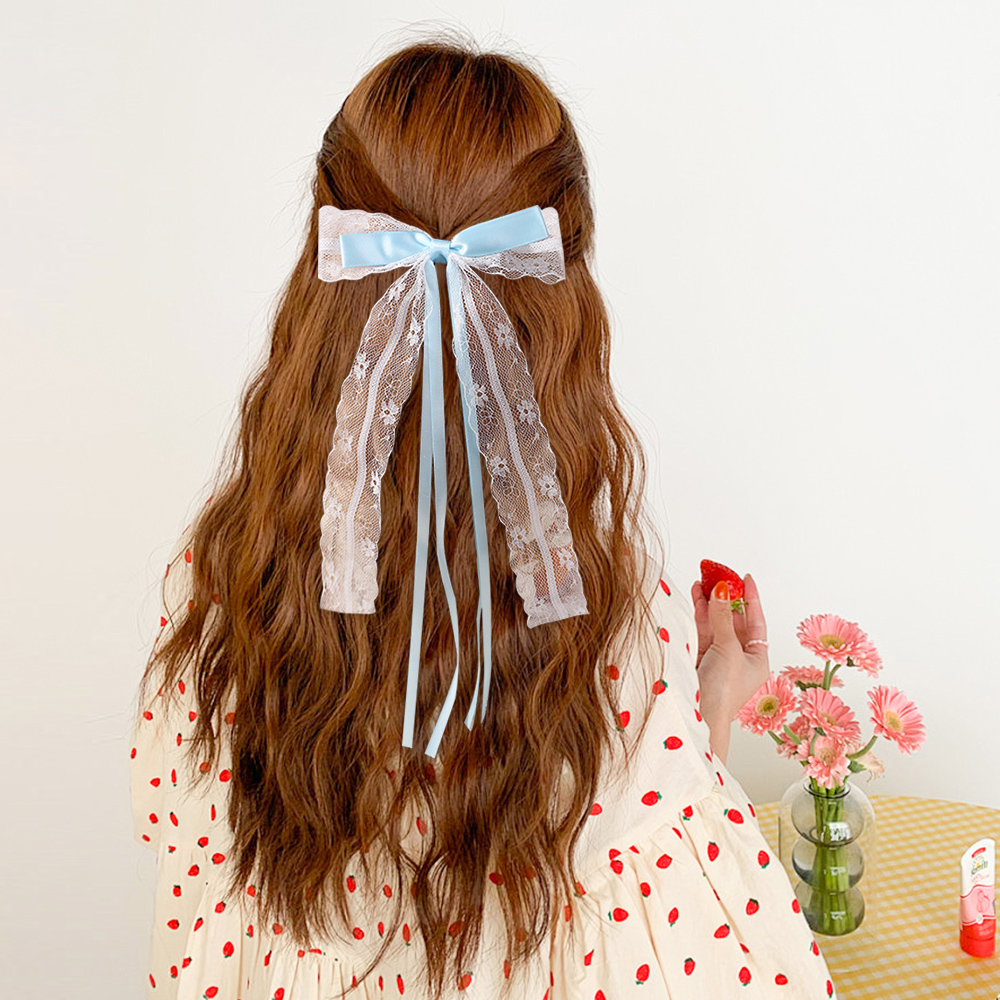 여성 및 소녀용 한국 스타일 핑크 블루 레이스 리본 헤 - Tassel Fringe Trim 리뷰 및 가격