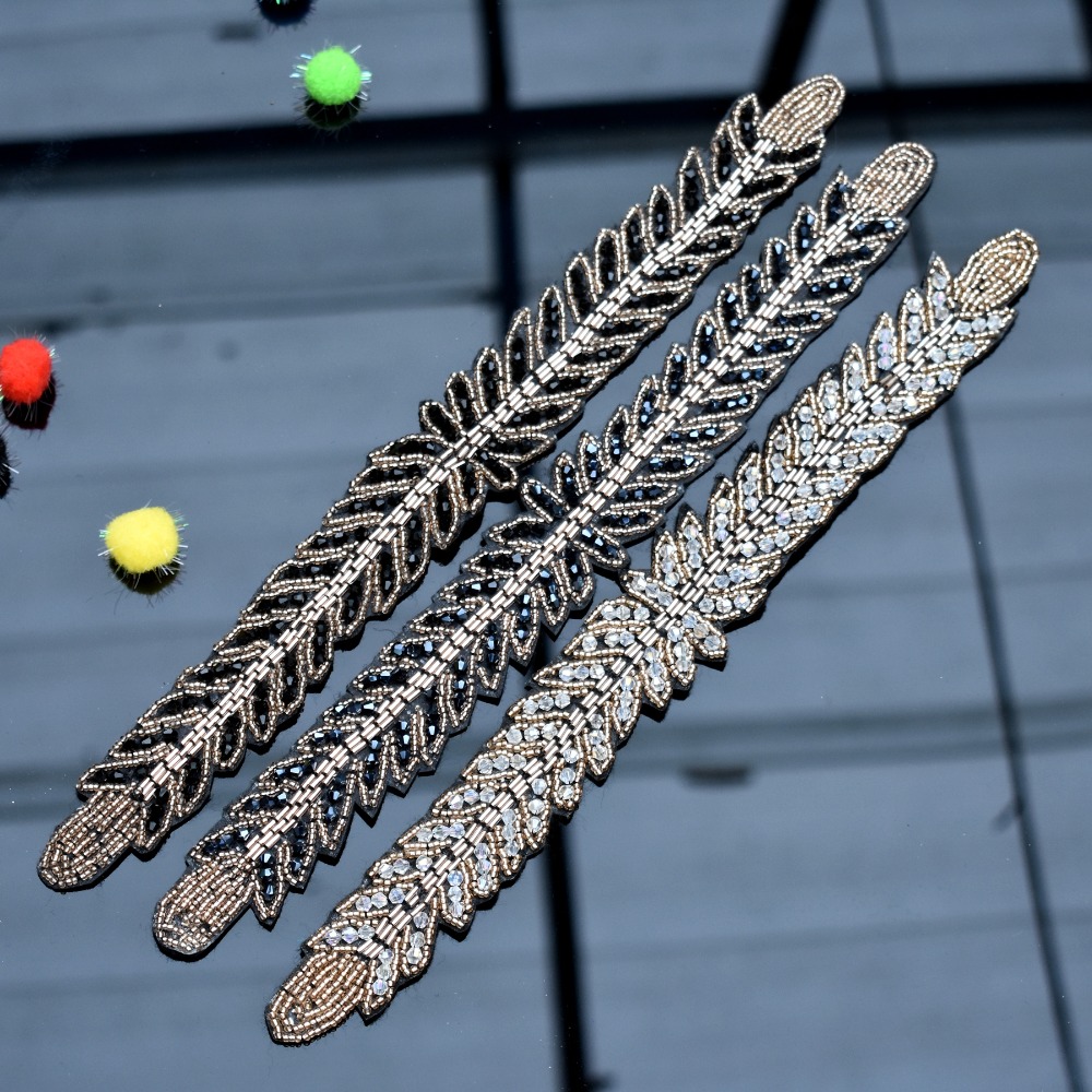 긴 잎 잎 수제 아플리케 크리스탈 라인석 비드 자수 트 - Beaded Trim Fringe 리뷰 및 가격