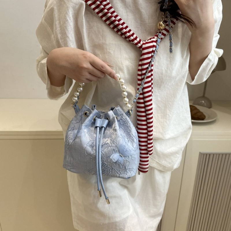 우아한 레이스 드로스트링 핸드백, 진주 비즈 장식의 짧 - Beaded Trim Fringe 리뷰 및 가격
