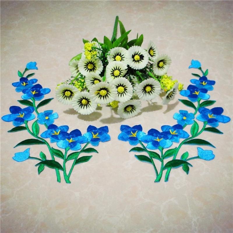 멋진 파란색 꽃 패치 자수 다리미, 의류용 패치 스티커 - Applique Patch Flower 리뷰 및 가격