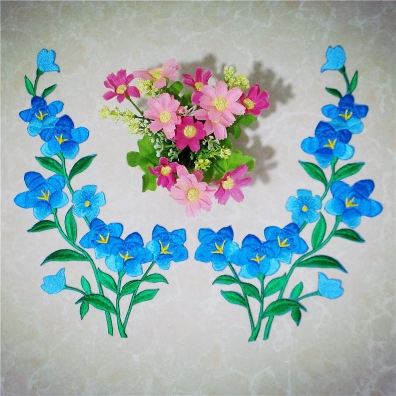 멋진 파란색 꽃 패치 자수 다리미, 의류용 패치 스티커 - Applique Patch Flower 리뷰 및 가격