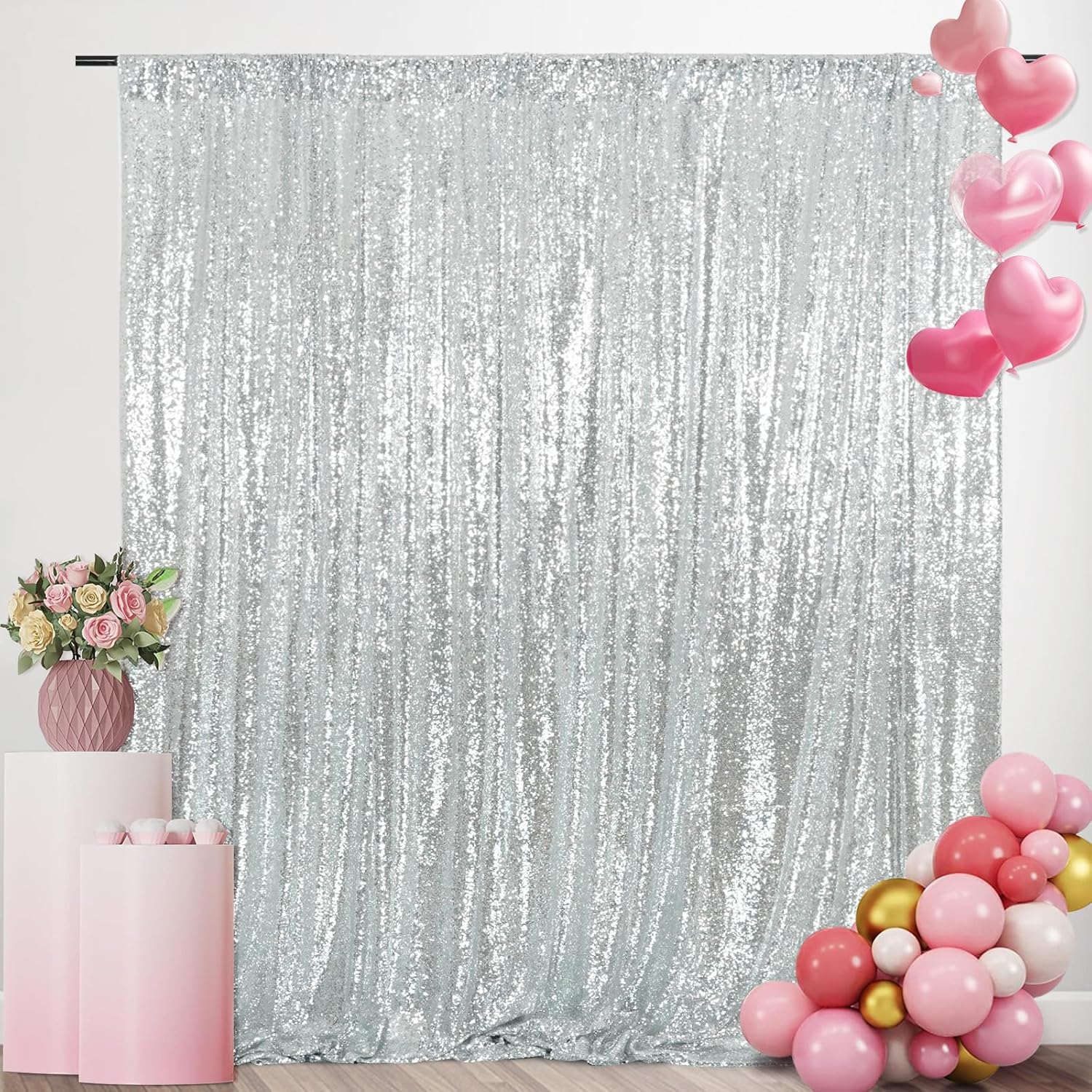실버 스팽글 배경 커튼 반짝이 배경막 반짝이는 사진 촬 - Sequin Fabric Panel 리뷰 및 가격