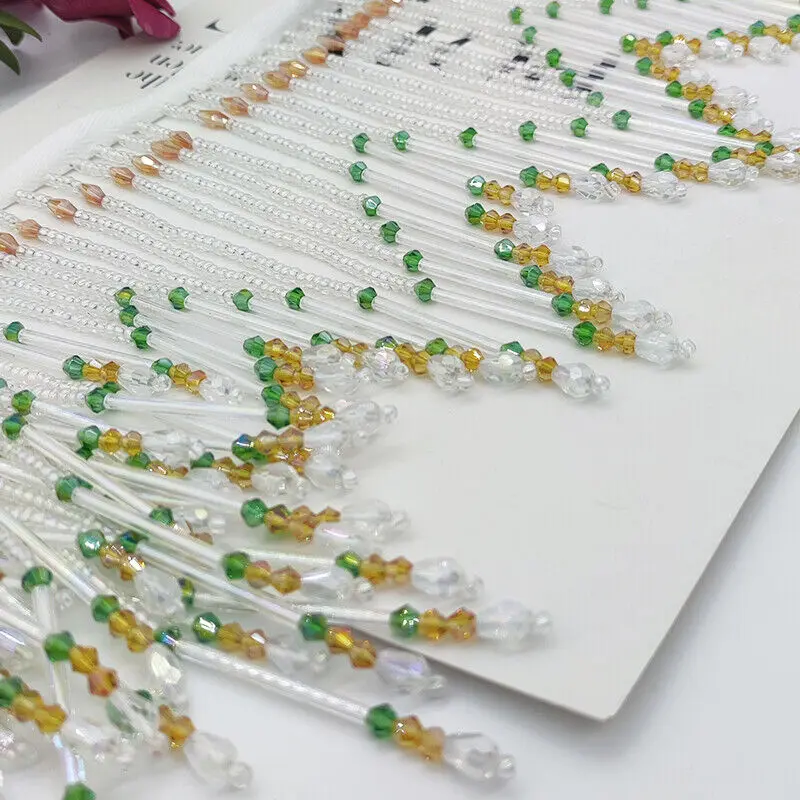 유리 튜브 프린지 술 16cm 드롭 트림 리본 테두리  - Beaded Trim Fringe 리뷰 및 가격