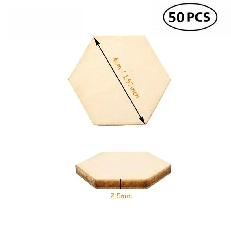 50개 4CM 미완성 나무 육각형 조각 나무 육각형 컷 - Craft Embellishments 리뷰 및 가격