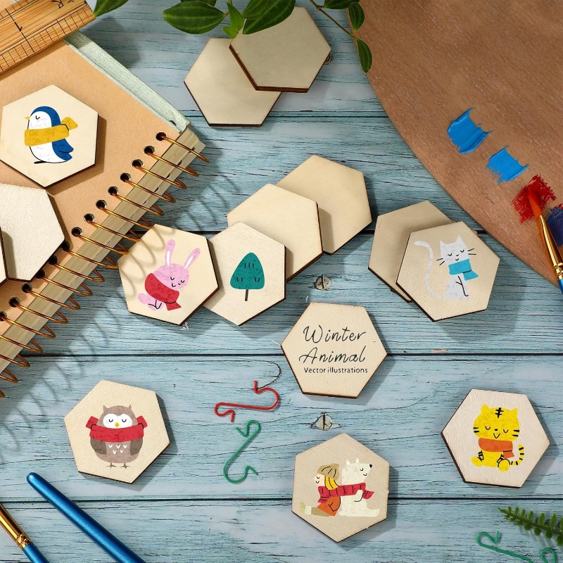 50개 4CM 미완성 나무 육각형 조각 나무 육각형 컷 - Craft Embellishments 리뷰 및 가격