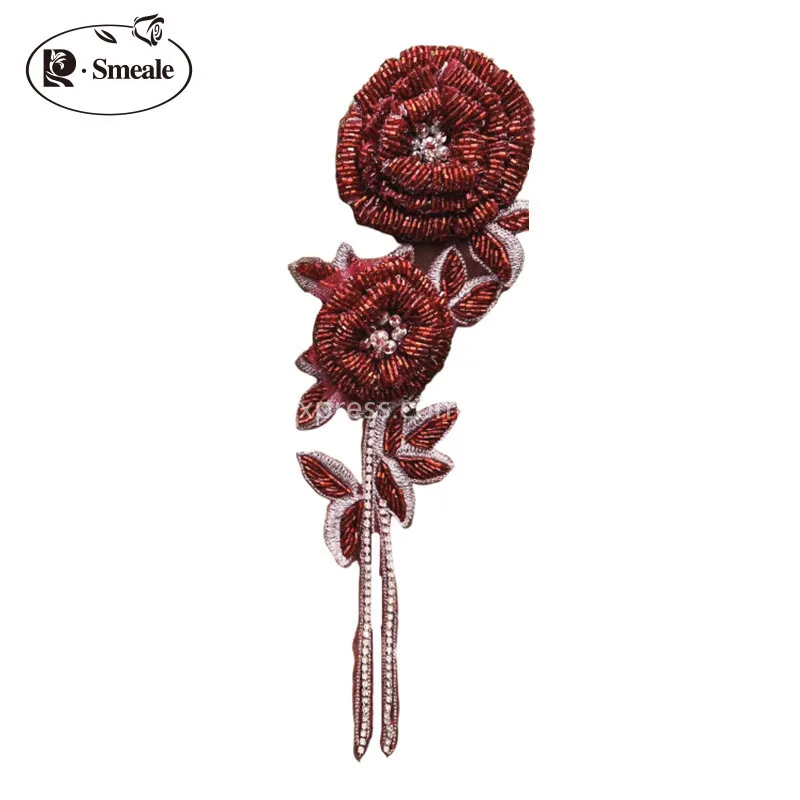 새로운 다채로운 수제 비즈 장미 가슴 꽃 반짝이는 라인 - Applique Patch Flower 리뷰 및 가격