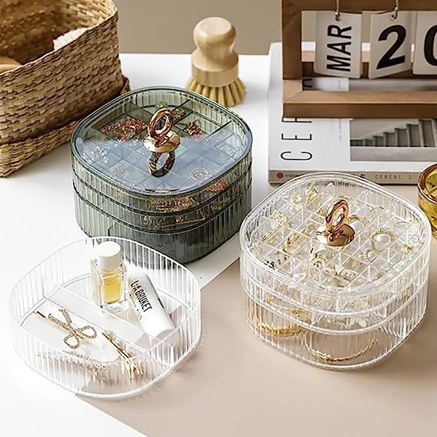 보석함, 손잡이가 있는 보석 정리함, 여성용 투명 보석 - Craft Embellishment Storage 리뷰 및 가격