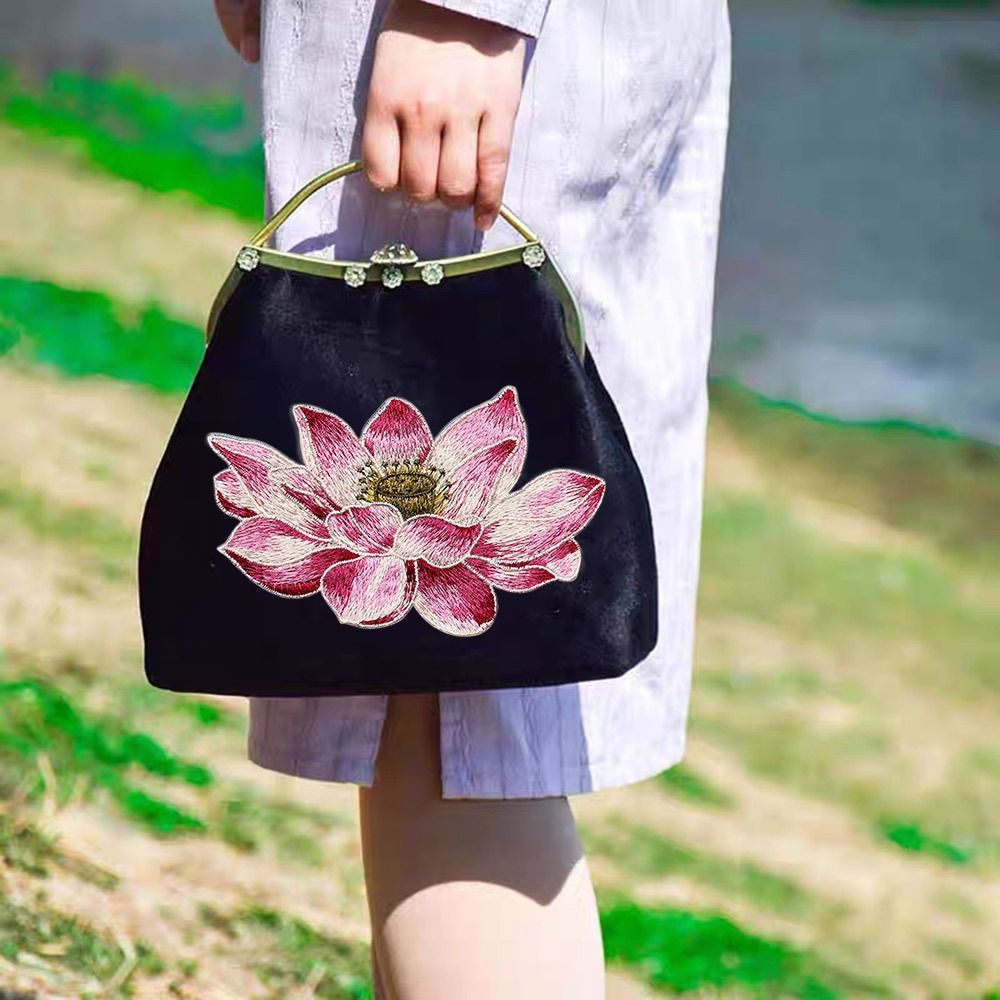 부드러운 연꽃 패치 자수 DIY 가방 아플리케, 의류  - Applique Patch Flower 리뷰 및 가격