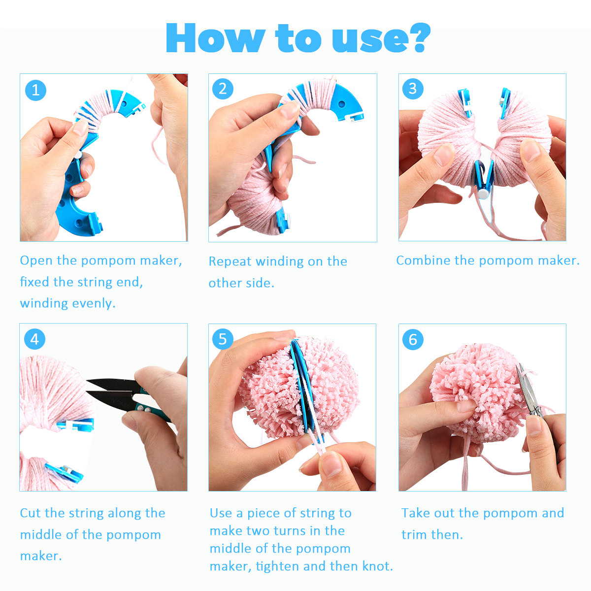 8개의 폼폼 메이커, 4가지 크기, 필수 실, 털실 공 - Pom Pom Maker Tool 리뷰 및 가격